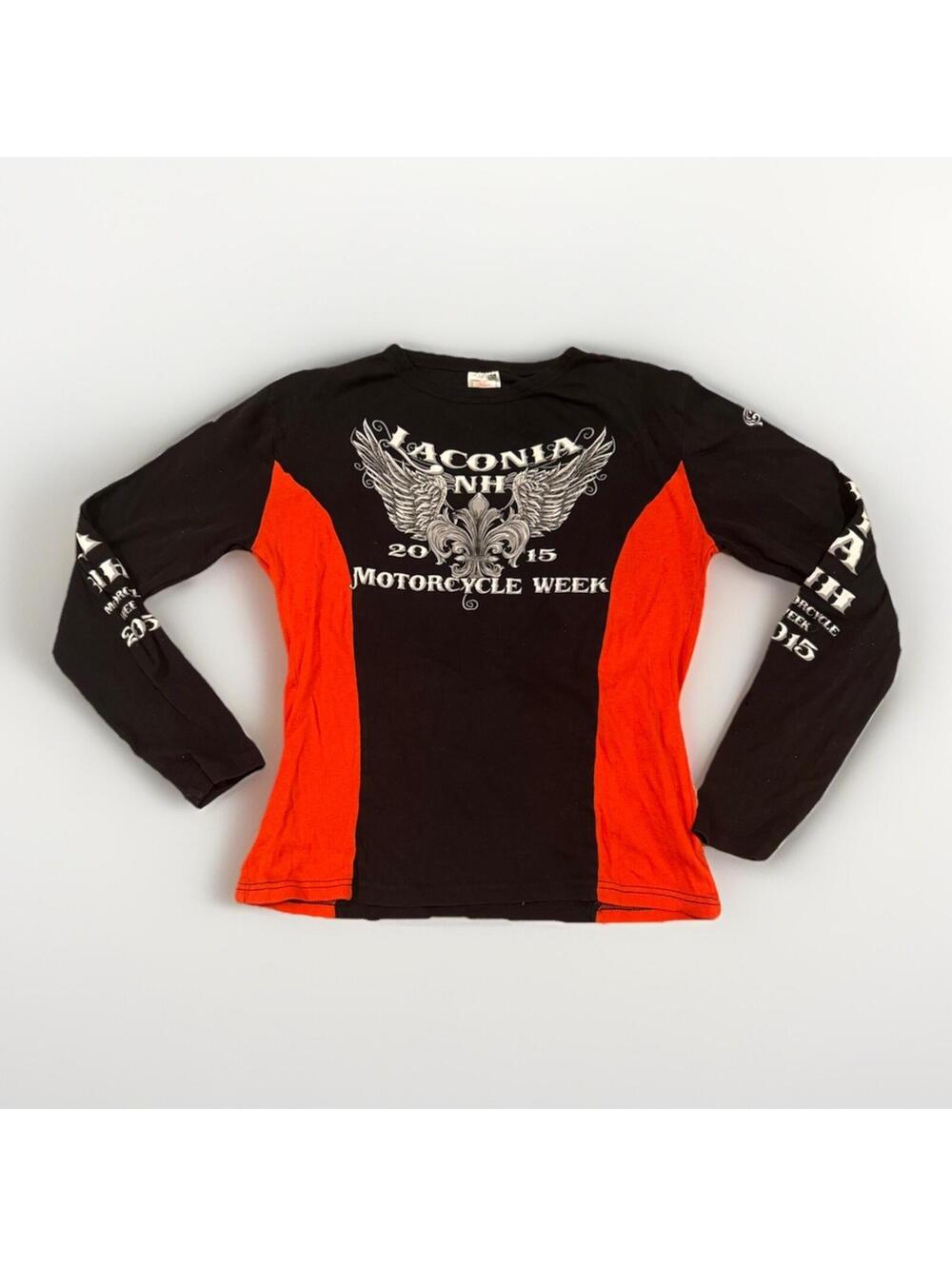 Laconia Motorcycle Rally 2011 Shirt Womens XXL Black & Orange Stretch Shirt